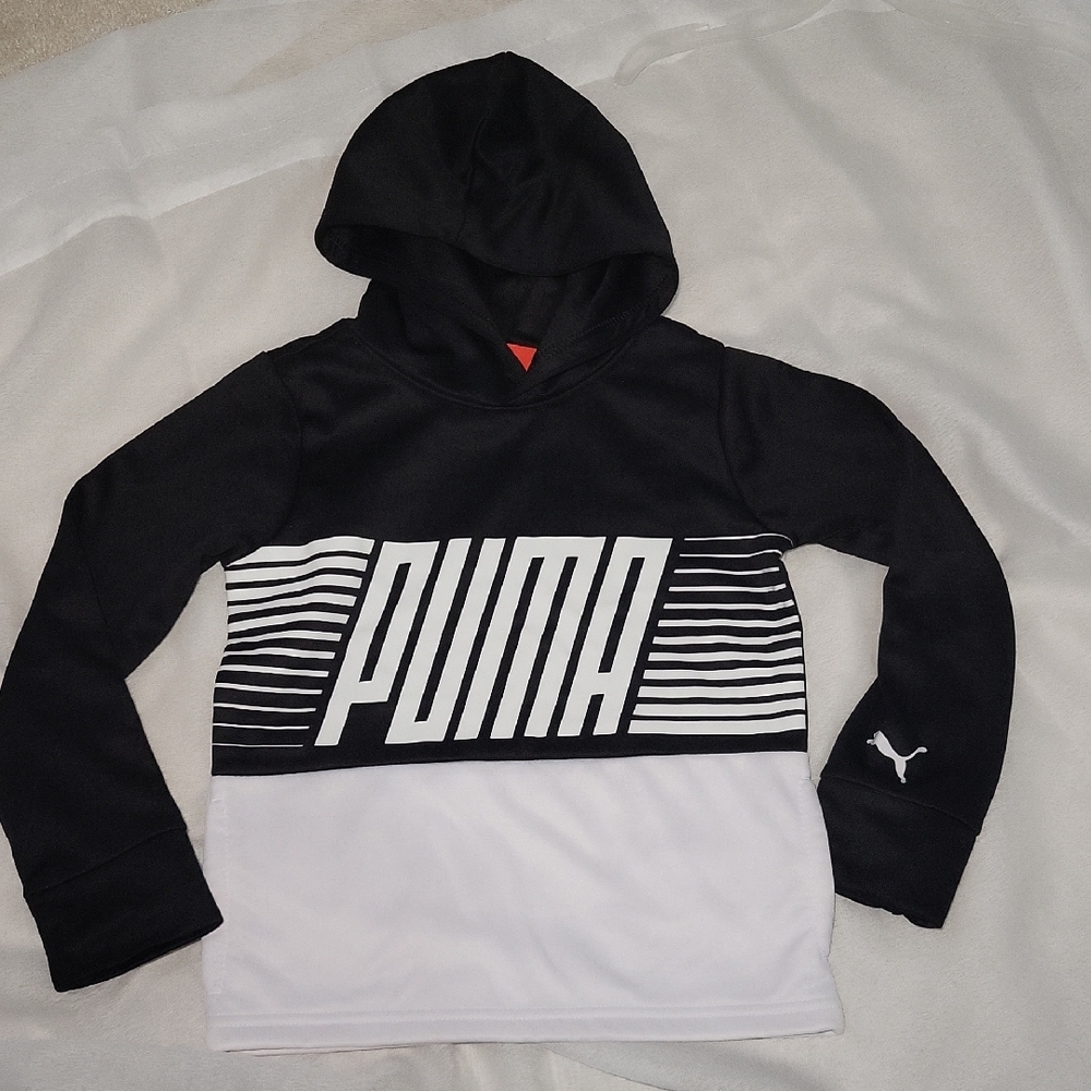Puma Monochrome Striped Hoodie With Pockets Size Kids 5